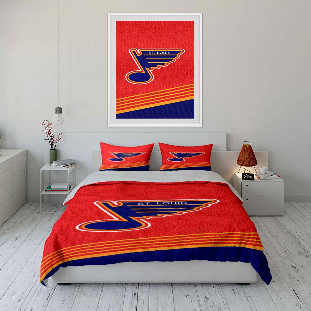 "St. Louis Blues Logo Design Bedding Set" Print Bedding Set Duvet Cover Pillowcases (1* Duvet Cover 2* Pillowcases Do Not Include Comforter)