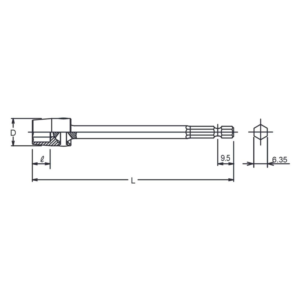 Koken 1/4" (6.35mm) High Universal Nut Setter, Overall Length 200mm, 13mm, 113UN.200-13