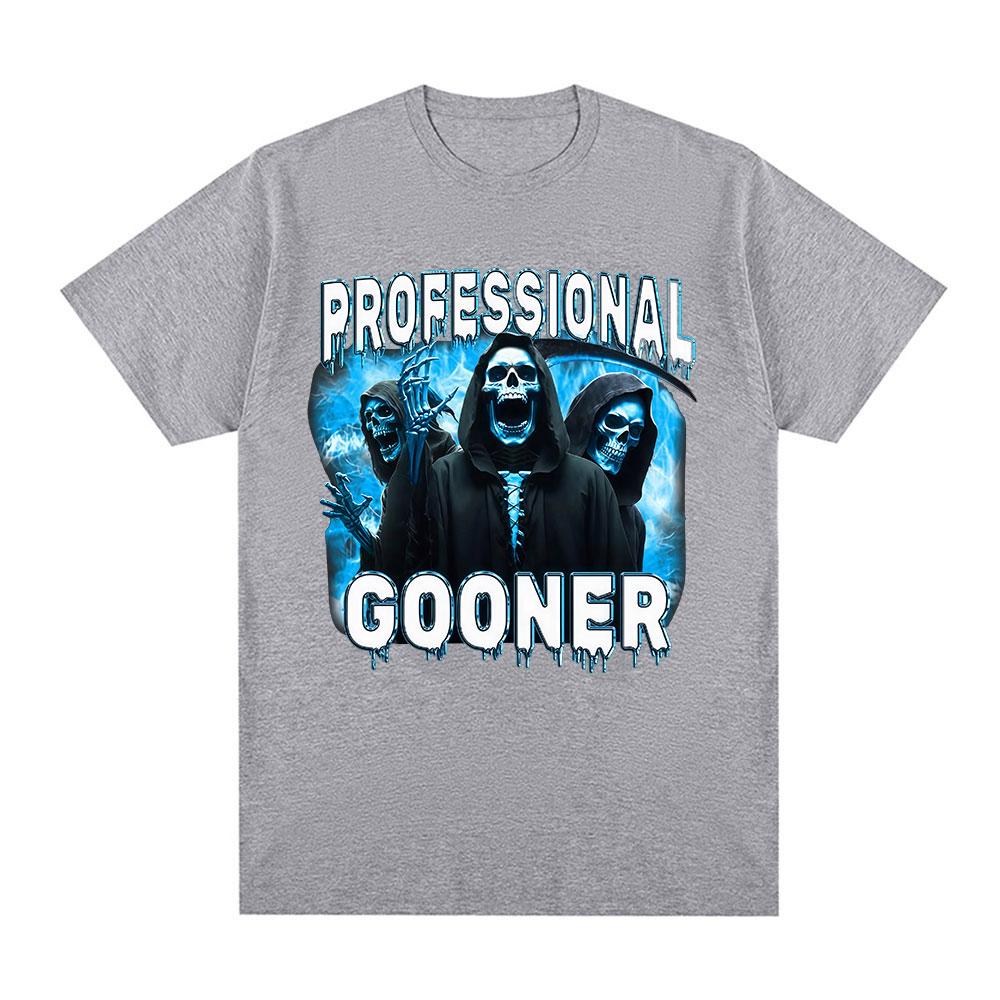 Professional Gooner Offensive Funny Skeleton Meme T Shirts Goon Sexual Joke Party Summer T-shirts Unisex Fashion Cotton Tees