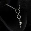 New Gothic Personality Stainless Steel Skull Pointed-beaked Bird Thick Chain Round Ring Necklace for Men Women Halloween Jewelry