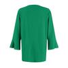 Women's Color Hollow V-neck Button-down Flared Three-quarter Sleeve Top