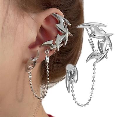 Frauen Cyberpunk Perlen Kette Ohrclip Ohrstecker Mode Hip Hop One Piece Anhänger Eardrop Schmuck Ohrringe Accessoires Geschenke