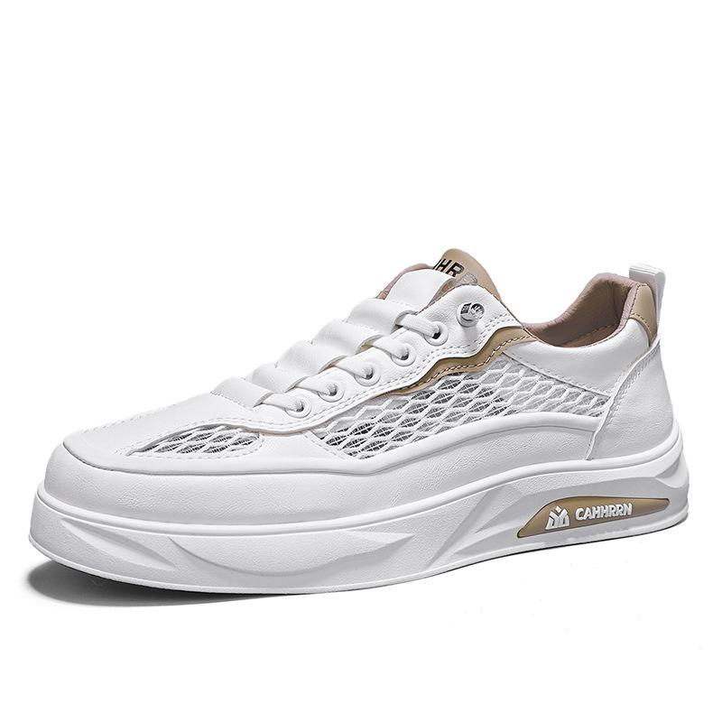 

Mesh breathable men s shoes summer new hollow foot cover sports and leisure board shoes men s low-top white shoes trendy shoes 44