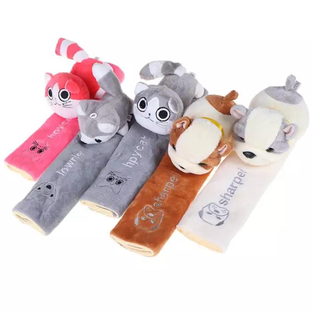 

Soft Animal Cute Puppy Car Seat Cover Auto Seat Belts Covers Pink Cat Plush Shoulder grey fox