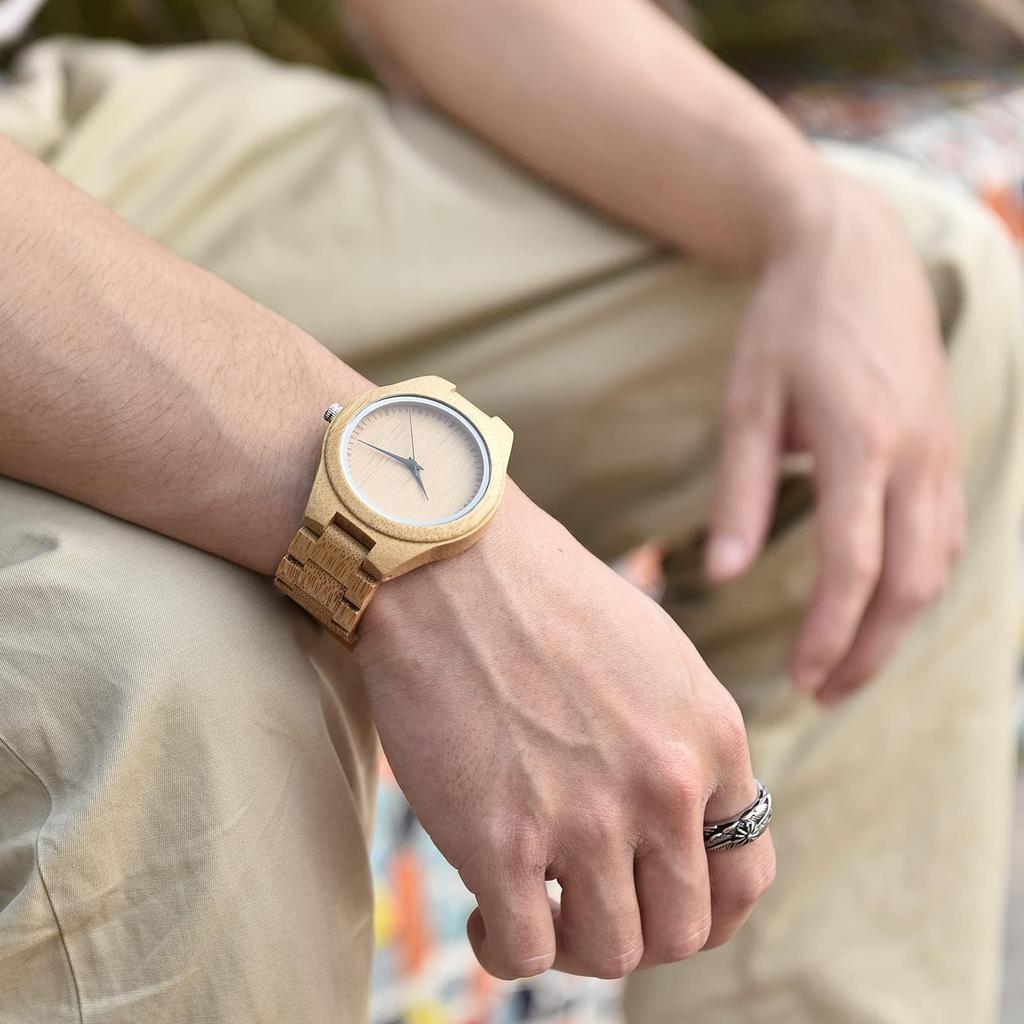 Used Limited Edition Men's Stylish Bamboo Watch Lightweight Japanese Quartz Birthday Gift Christmas Gift KINGNOW Anniversary Father's Day Present