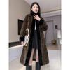 Elegant Long Leopard Print Coat Winter Thickened Mink Fur Jacket Fashionable Outerwear