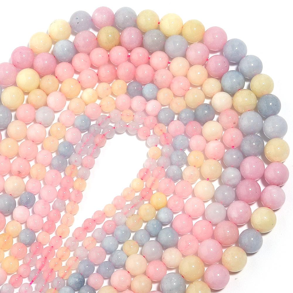 Morganite Stone Beads Pink Blue Loose Beads for Jewelry Making Braclets  Accessories DIY  Strand 15" 4-12mm
