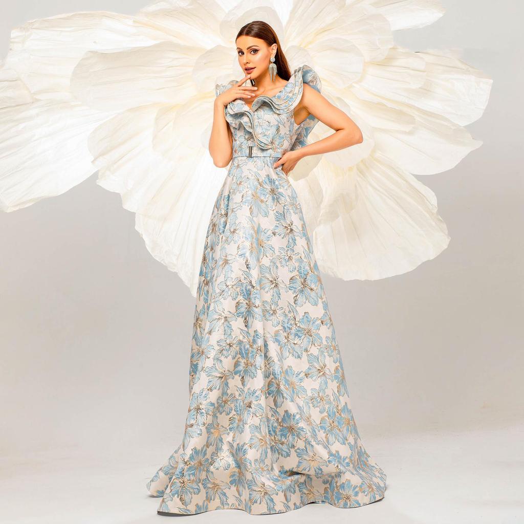 Europäisches & Amerikanisches High-End ärmelloses Abendkleid mit V-Ausschnitt für Damen