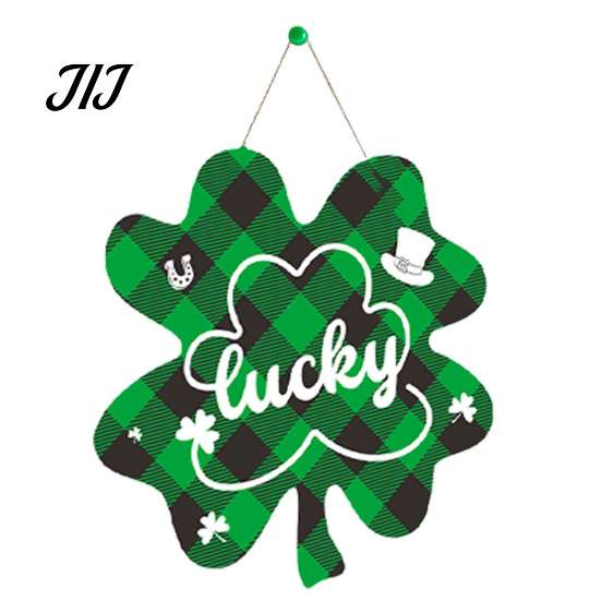 Decorative Clover Wooden Board St. Patrick's Day Door Sign, Luck Green Hat Themed Hanging Shamrock Ornament Plaque, Ornaments for Holiday Front Porch