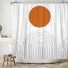 Nordic Wind Shower Curtain Abstract Aesthetic Arch Sun Leaf Modern Minimalist Bathroom Curtain Waterproof for Hotel Bathtub