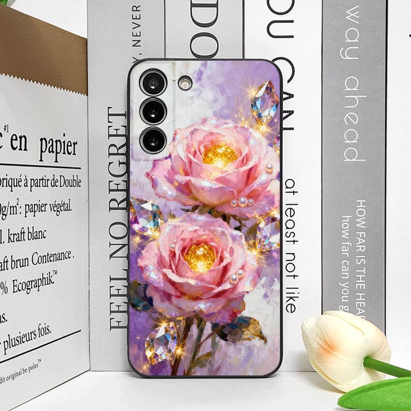 

Роскошный Чехол для Телефона с Принтом Розовой Розы и Алмазов для OPPO Reno 13 12 F 11 10 Pro Plus Find X5 X3 Lite X7 PRO 5G Мягкий Чехол OPPO Reno13 Pro (China)