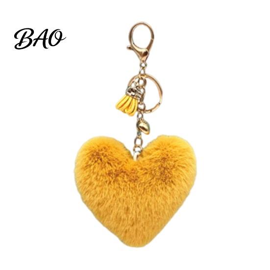 Heart Shaped Bag Ornament Plush Love Keychain for Backpack, Fuzzy Keyring Charm, Women Girls Handbags Decorative Accessory