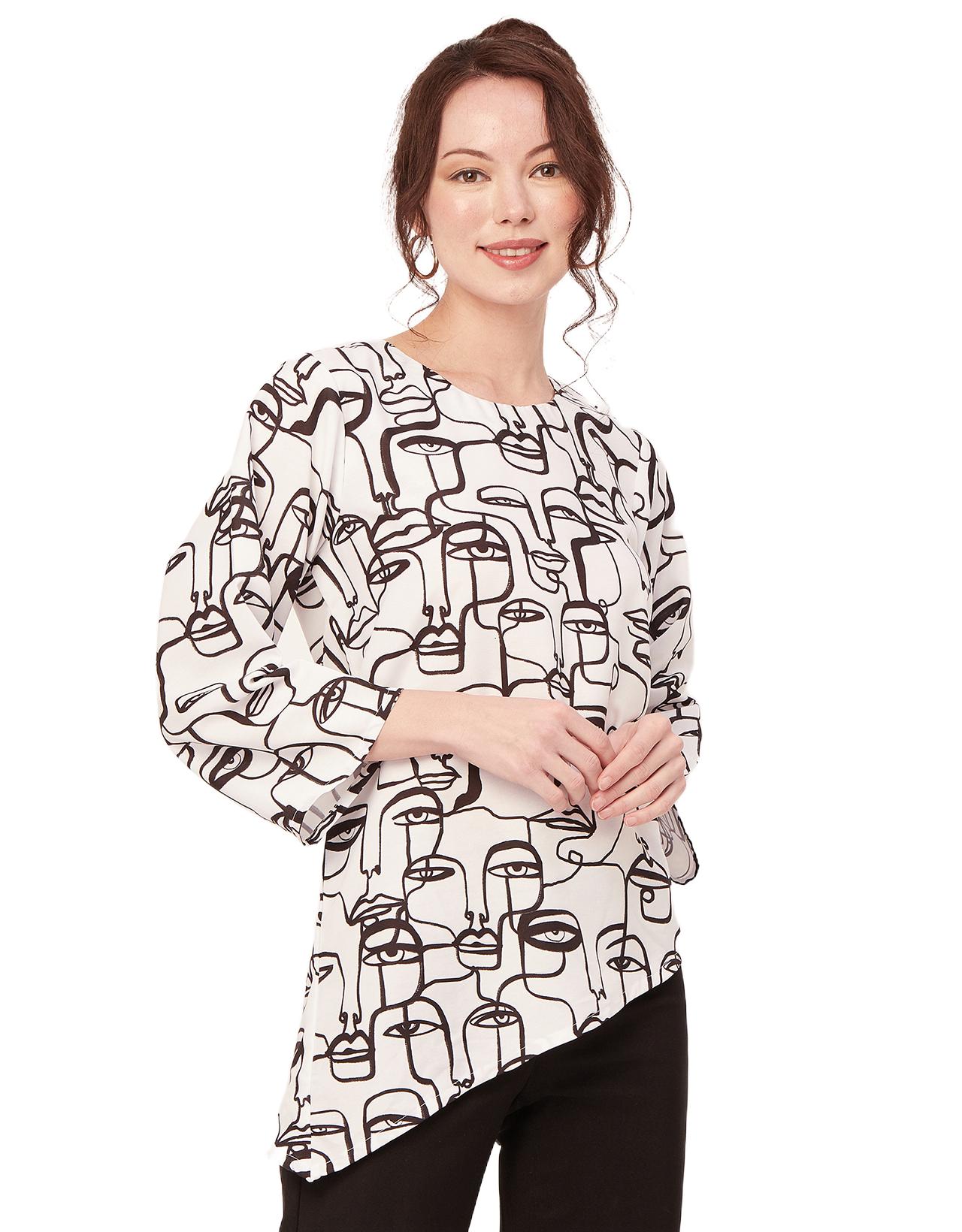 

Жіночі асиметричні топи з принтом Moomaya, топ-туніка з поліетиленовим шовком і довгими рукавами XXL білий