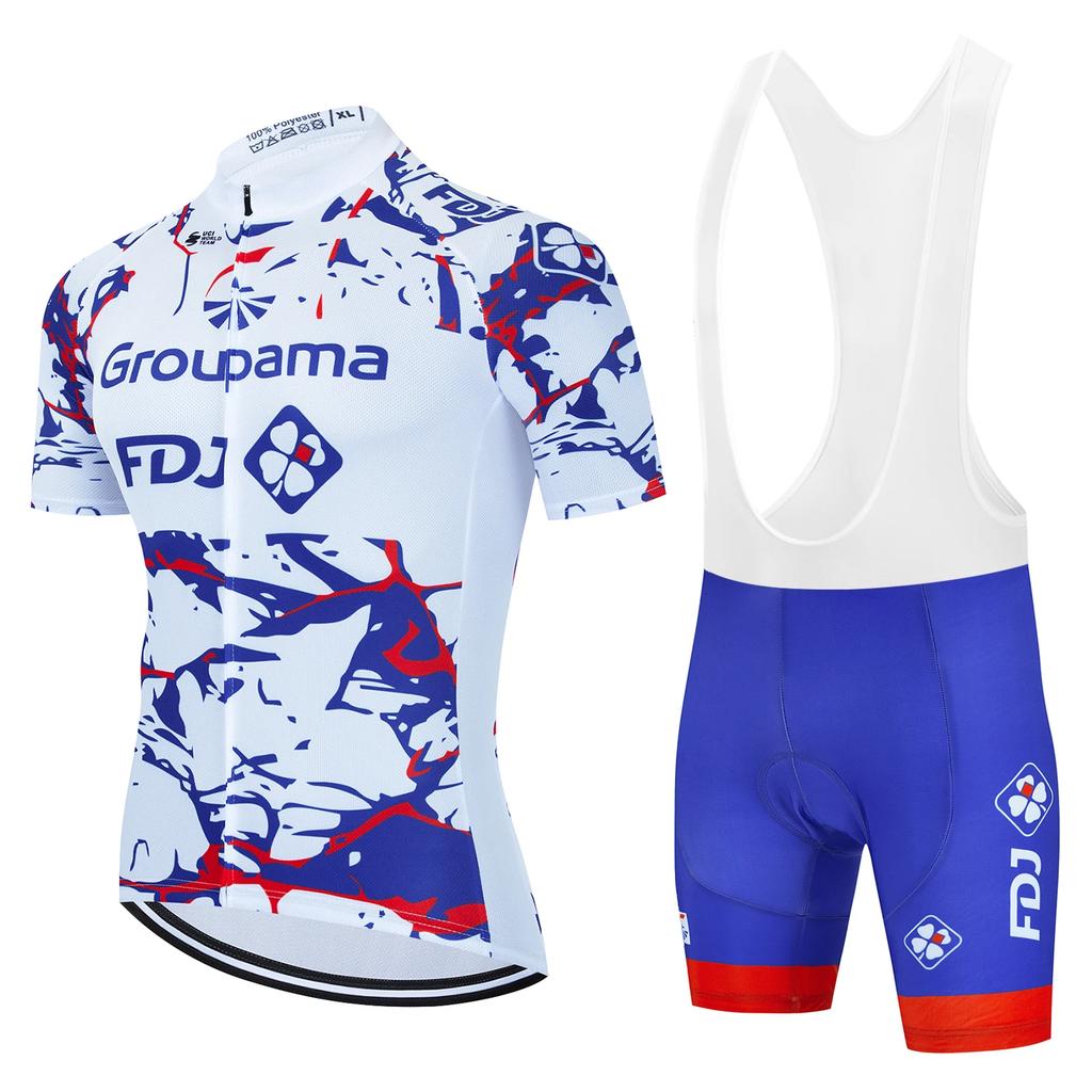 2026 Groupama FDJ TDF Cycling Jersey Sets Paris Short Sleeve Quick Dry Maillot Ciclismo Racing Bicycle Clothing