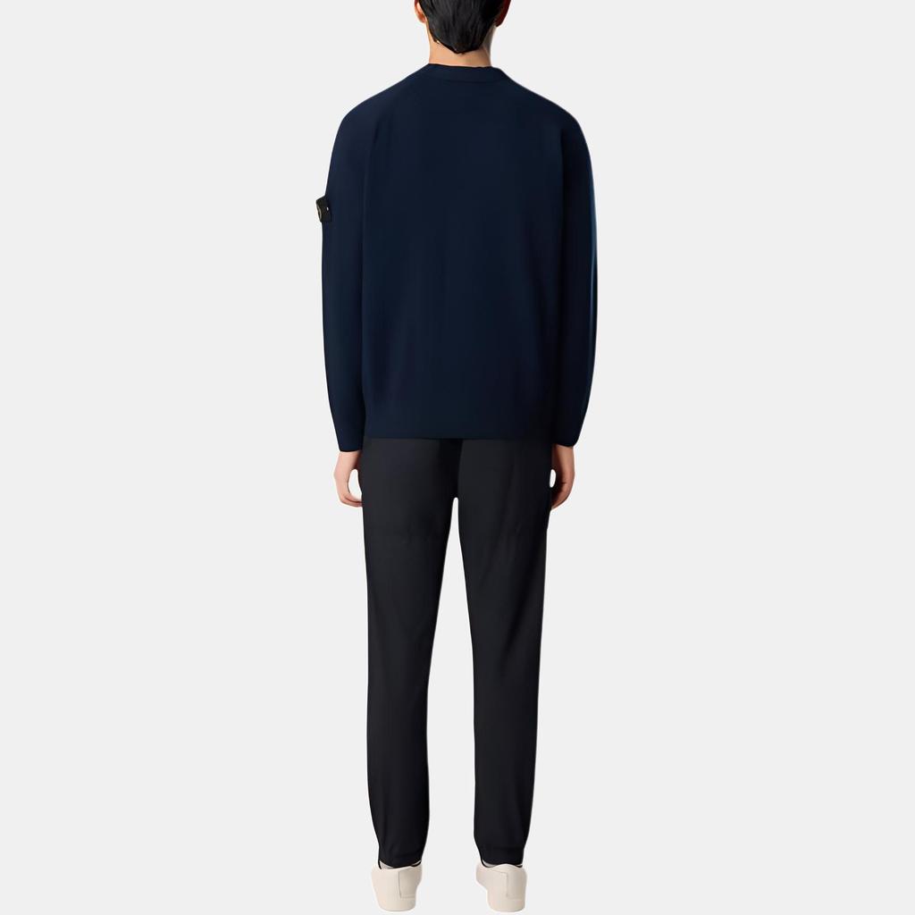 Stone Island V-Neck Loose Fit Long Sleeve Sweater Men sweater Navy-Blue K1S155100023S00B4-V0020