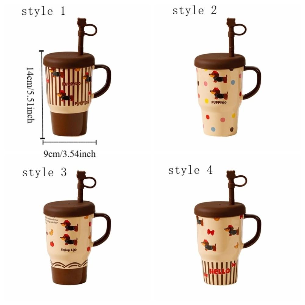 Dog Pattern High Aesthetics Cup Large Capacity Milk Cup Stylish Coffee Cup Travel