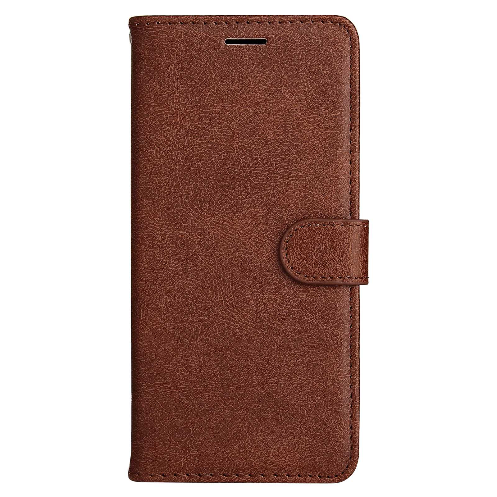 

For vivo V23 5G Case Solid Color Leather Mobile Cover Wallet Stand with Strap Brown