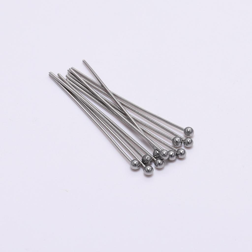 100pcs/Pack Stainless Steel 15-50mm Silver Ball Head Pins For Handmade DIY Jewelry Making Headpin Findings Accessories