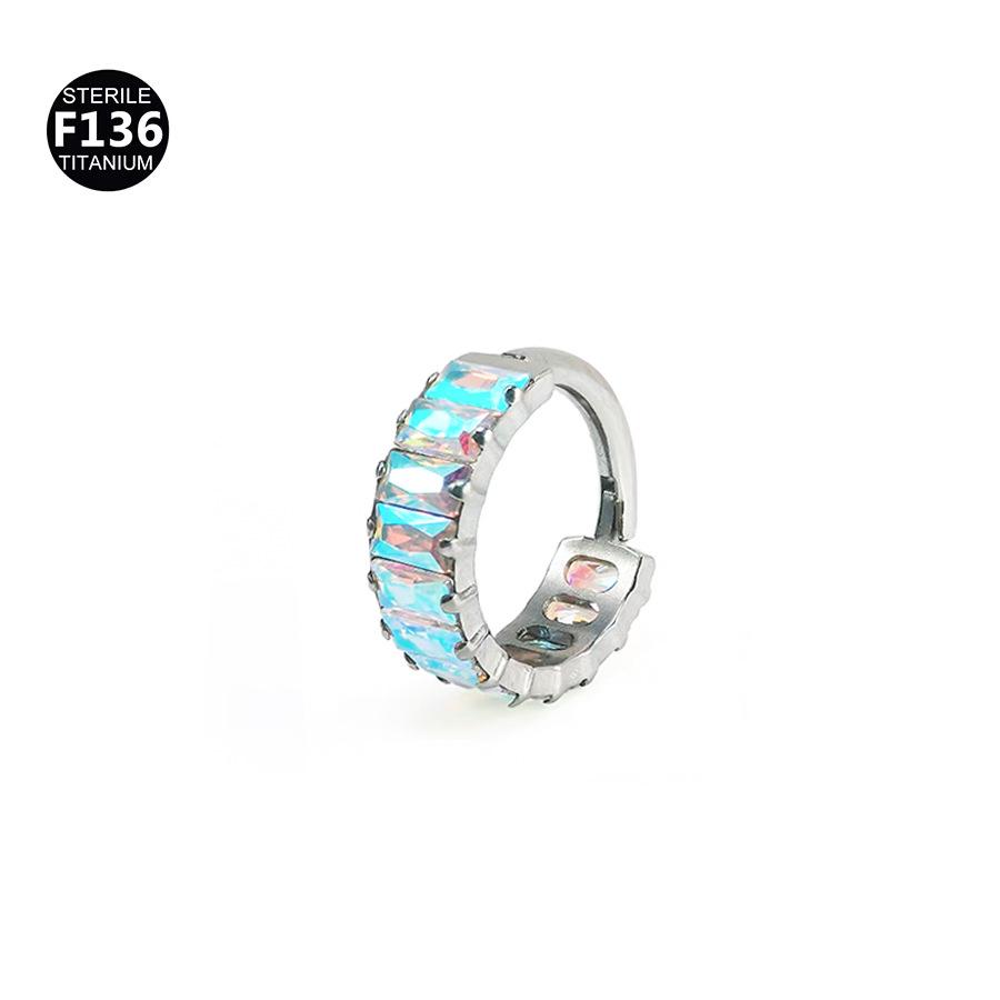 1.2mm Rainbow Inlaid F136 Titanium Alloy Nose Ring, Fashion Lip Earring Ear Cartilage Stud Piercing