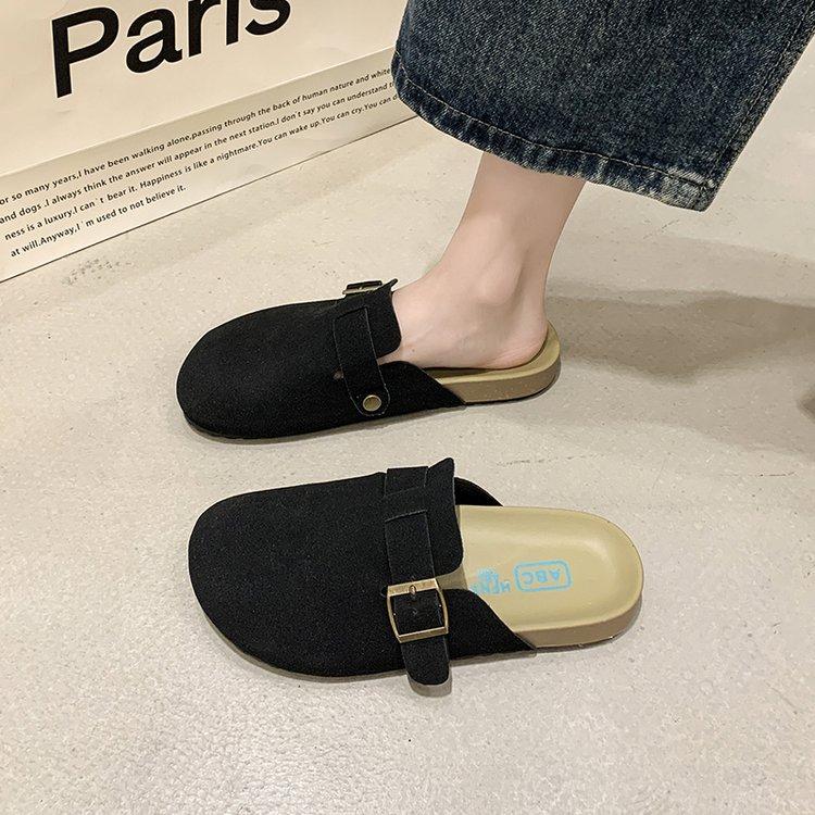 Baotou half-drag women's outer wear summer new simple flat-bottomed casual women's shoes student round head slippers