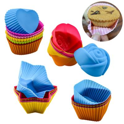 12Pcs/Set Muffin Cup Food Grade Stackable Random Color Heart Star Shaped Cupcake Mold Pastry Tool