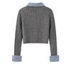 Yangcheng Story Women's Slim Fit Grey Faux Two-Piece Knit Cardigan for Autumn 2025