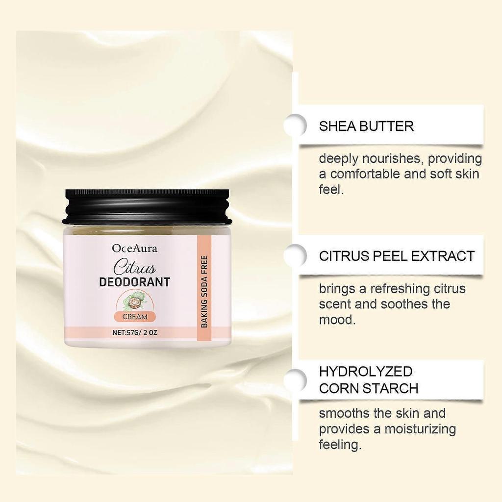 Natural Deodorant for Women & Men | Organic Deodorant Cream Non Aluminum | Baking Soda Free Healthy Deoderant for Body & Private Parts | Citrus Scent