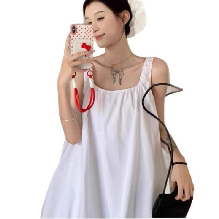Cold department chic suit 2026 summer comfortable fashion minimalist black sleeveless loose bud dress women's clothing