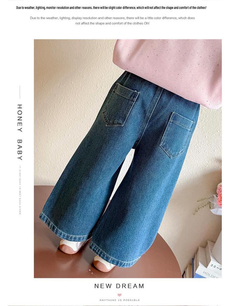 Flickors broderade jeans med raka ben - 2025 Höstmode