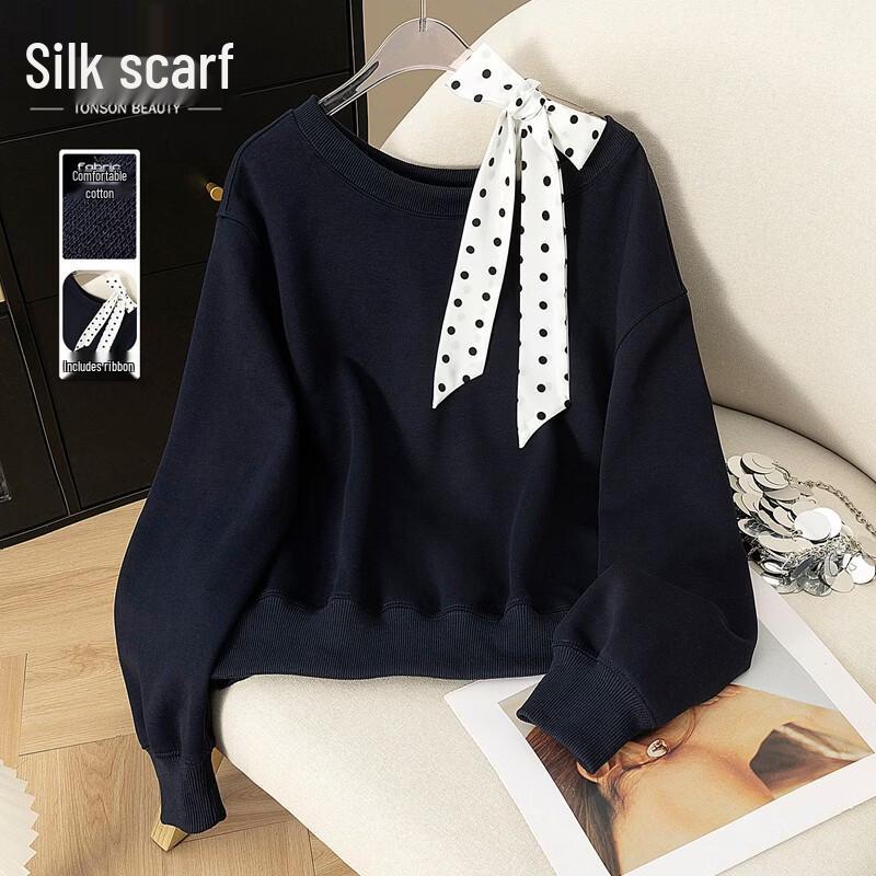 Women s Polka Dot Off-Shoulder Tie-Detail Sweatshirt
