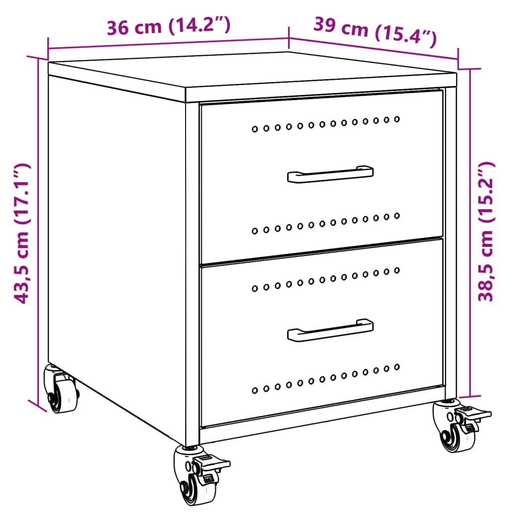 Nightstand Pink 36 x 39 x 43.5 cm Steel