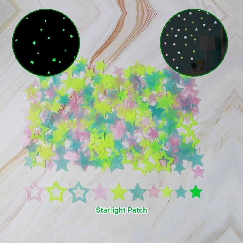 100pcs Fluorescent Glow in the Dark Stars Wall Stickers for Kids Rooms Decoration Livingroom Baby Bedroom Ceiling Home Decor