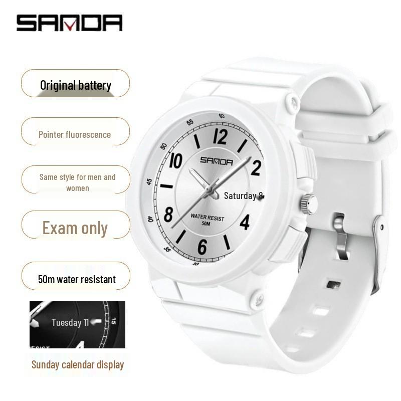 Sanda Fashion Youth Quartz Wristwatch: Casual Digital, Dual Calendar, Luminous, Waterproof, Unisex.