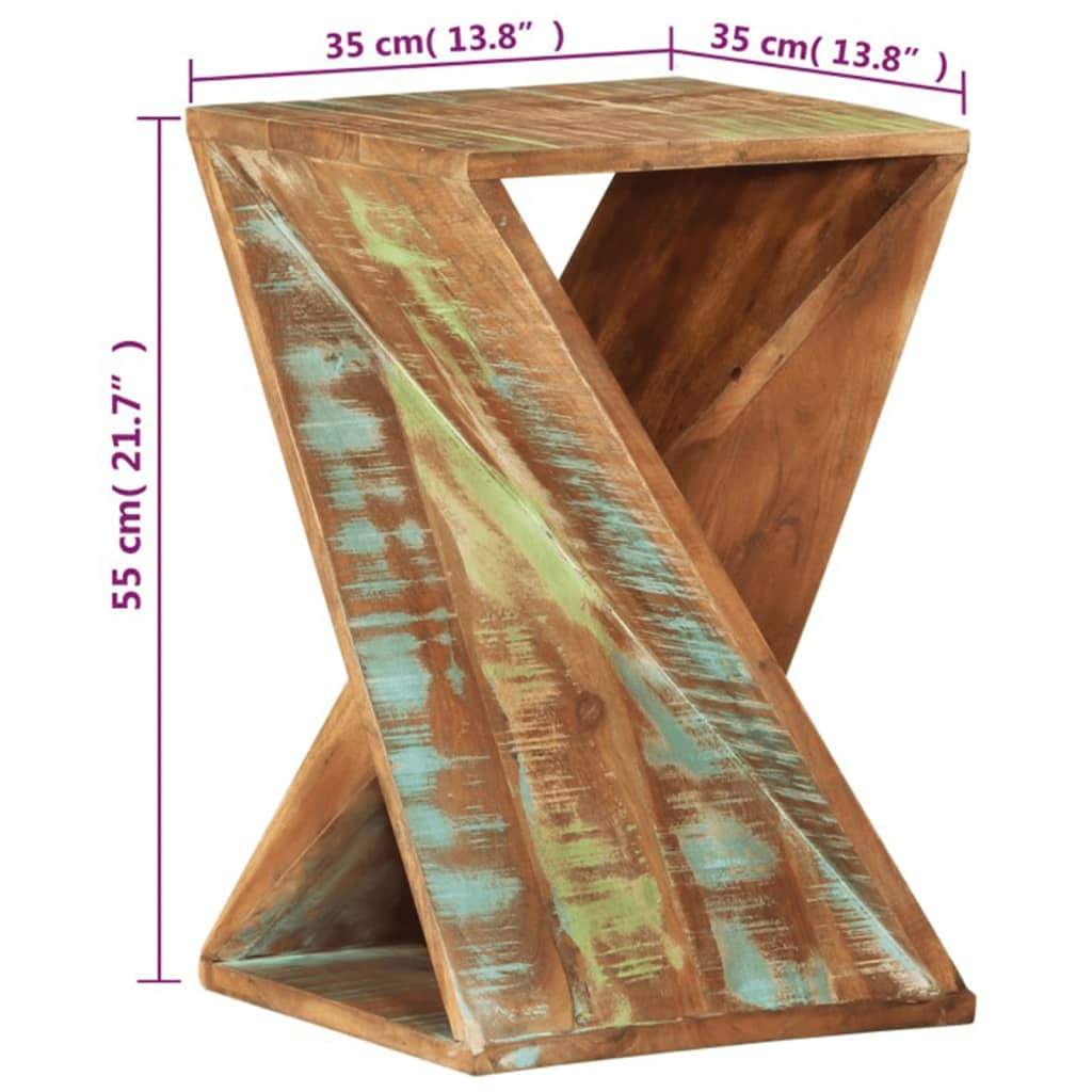 Side Table 35 X 35 X 55 Cm Reclaimed Solid Wood