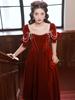 Velvet toasting dress bride 1011 new return engagement dress dress burgundy can usually wear small people