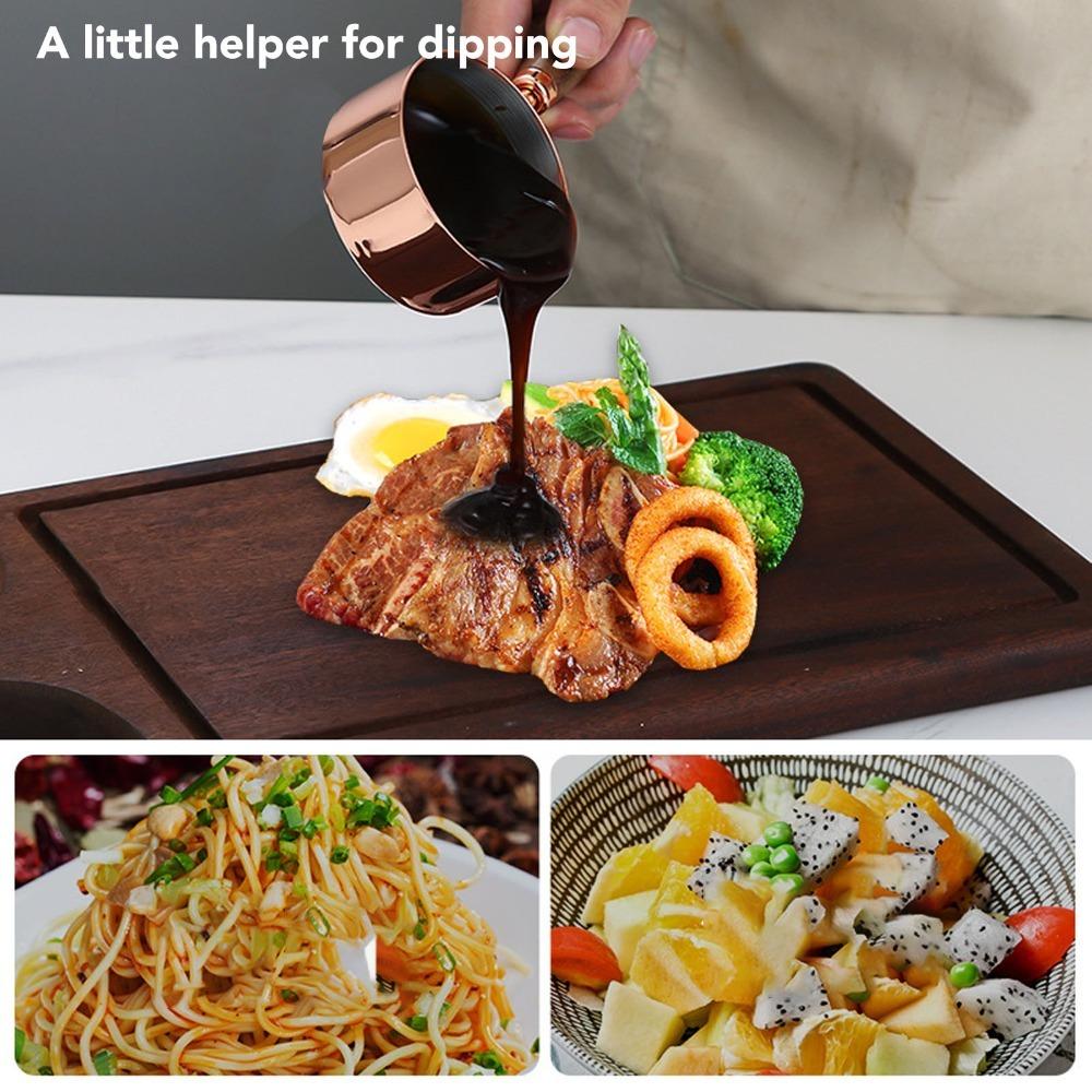 Rustless Steel Sauce Cup with Handle Round Smooth Inner Wall Hold Cup Dressing Vessel  Cafe