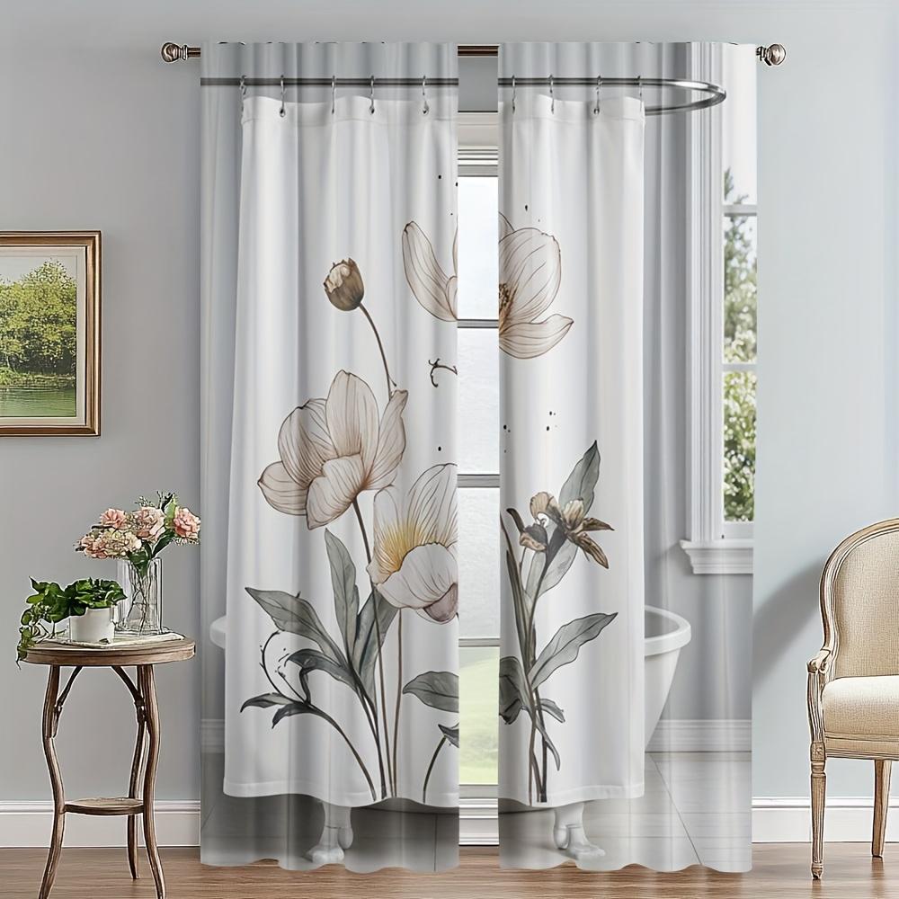 

2-Pack Youya Waterproof Floral Print Curtains, Machine Washable Polyester, Suitable For Bedroom, Kitchen, Living Room 53x116cm &2pc
