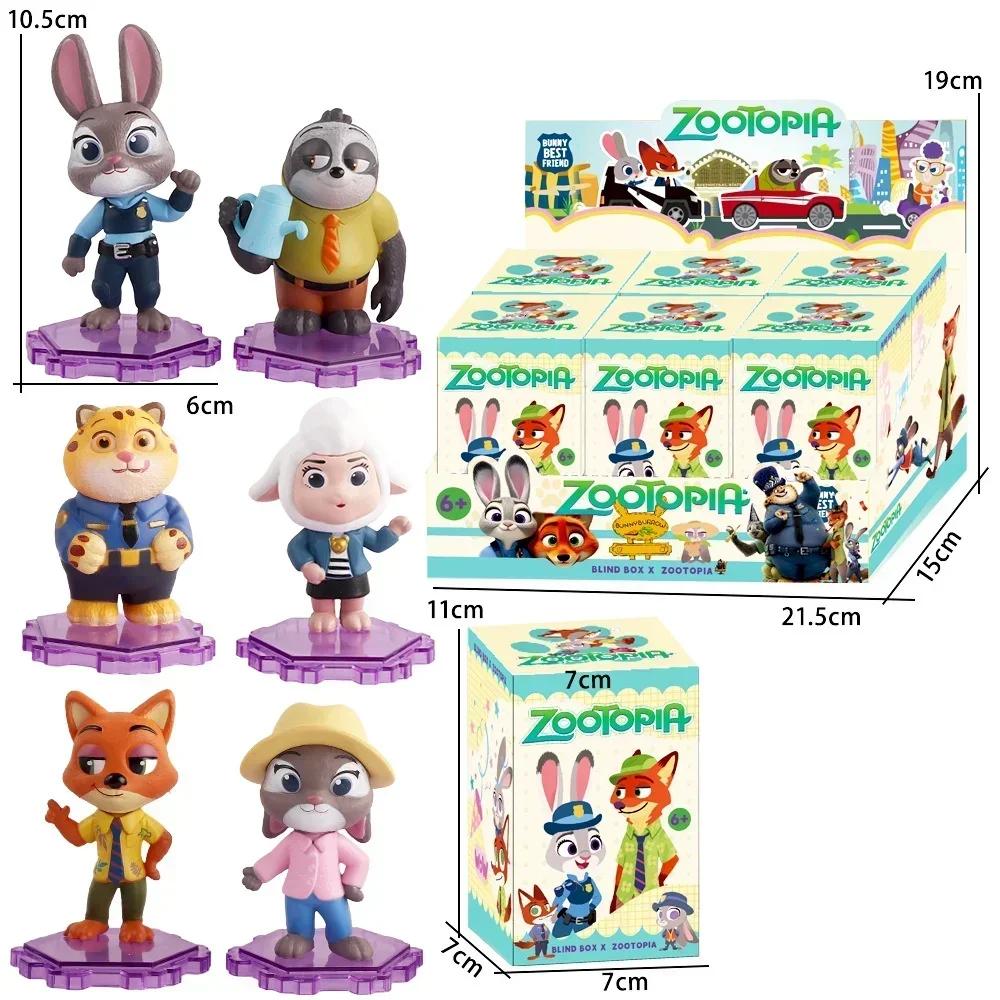 

6pcs/Kit Zootopia 2 Figure Plaything Judy Rabbit Nick Fox Figurine Tabletop Miniature Ornaments Playthings Fans Xmas Presents