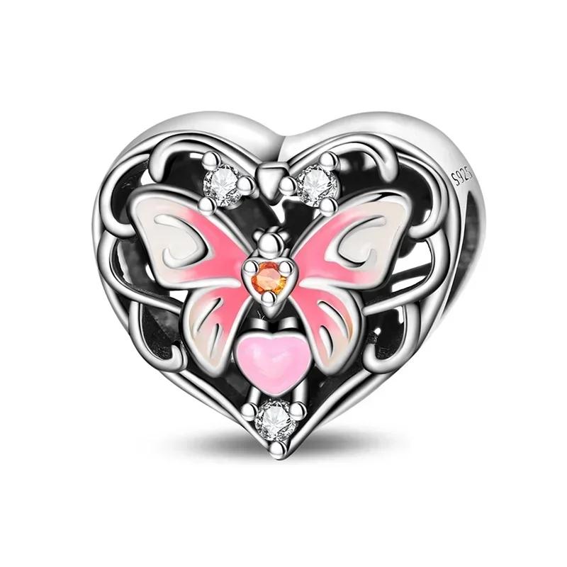 Charms Exquisite 925 Silver Butterfly Pendant Dragonfly Flowers Bead for Women Necklace DIY Bracelet Fine Jewellery Gift
