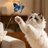 360° Rotation Butterfly Electric Cat Teaser Suction Cup Base Launching Stick Toy  Chasing Games
