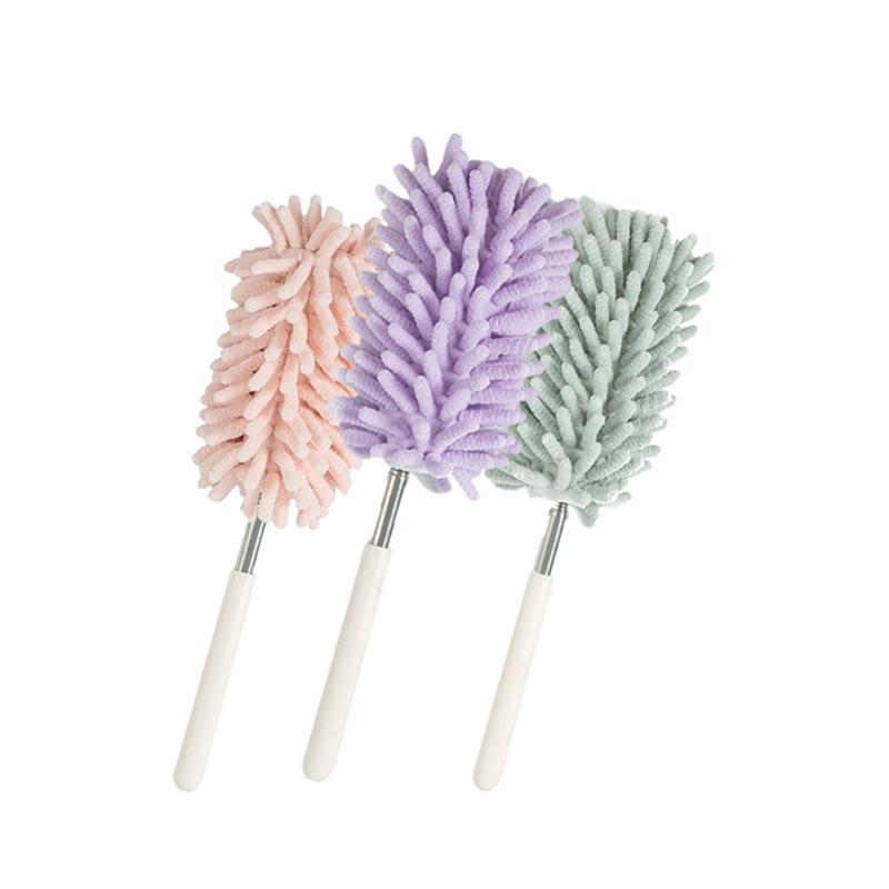 Nordic Style Telescopic Chenille Feather Duster - Bendable Dusting Brush for Household Cleaning