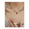 French Retro Royal Court Style Zircon & Pearl Necklace with Natural Stone Clavicle Chain