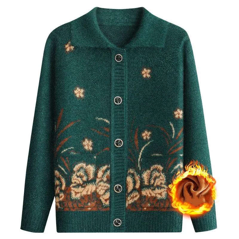 

Женские весенне-осенние вязаные кардиганы, свитера, пальто для мамы среднего возраста, трикотажные топы с длинным рукавом, одежда для бабушки 60-70 лет 3XL