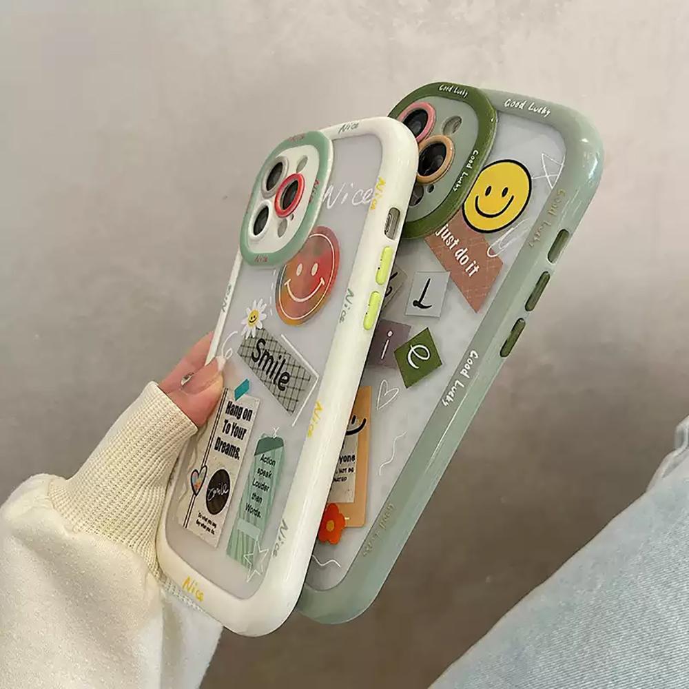 Funny Letter Shockproof Bumper Clear Cute Smile Phone Case For Iphone 14 13 12 11 Pro Max Fashion Soft Silicone Back Cover Case