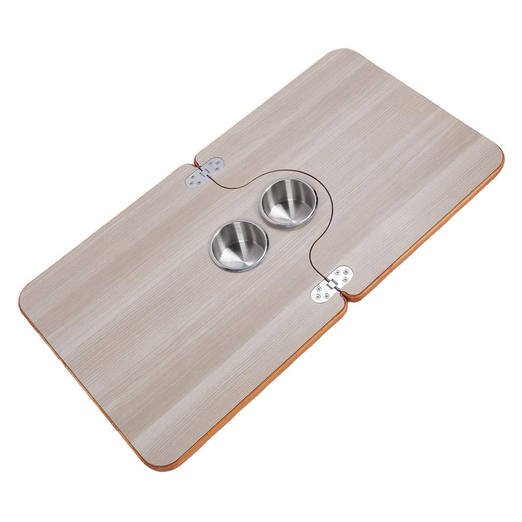 RV Tabletop 29.53x15.35in Solid Wood Folding Desktop Panel with 2 Stainless Steel Cup Holder for Trailer Motorhome