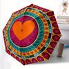 1 Stück Herz Mandala Automatischer Öffnungs-/Schließschirm, Schirm mit Zeichentrick-Design, Tragbarer Kompakter Schirm für Männer & Frauen, Gutes Urlaubsgeschenk