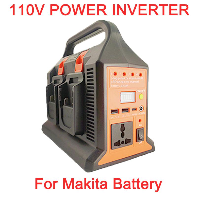 

Инвертор мощности 110 В 220 В наружный мобильный литиевый аккумуляторный инвертор для Makita/DeWalt/Milwaukee/Bosch 18 В аккумулятор с USB Type-C