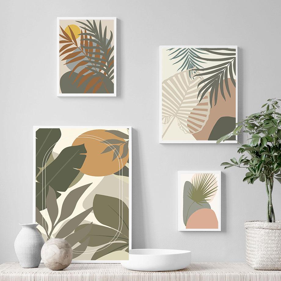 Abstract Monstera Plants Wall Art Nordic Canvas Painting Print Green Plants Posters Prints Wall Pictures for Living Room Decor