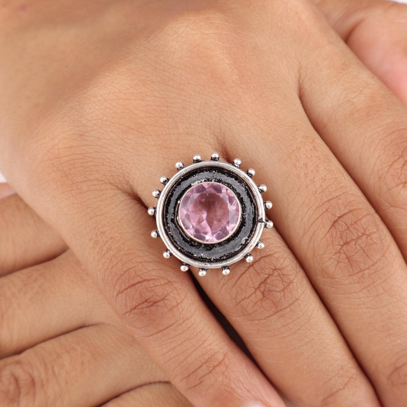 

Морганит Драгоценный камень 925 Стерлинговое серебро Ювелирные изделия Ручной работы Кольцо для подарка на день рождения RR-49-2 13