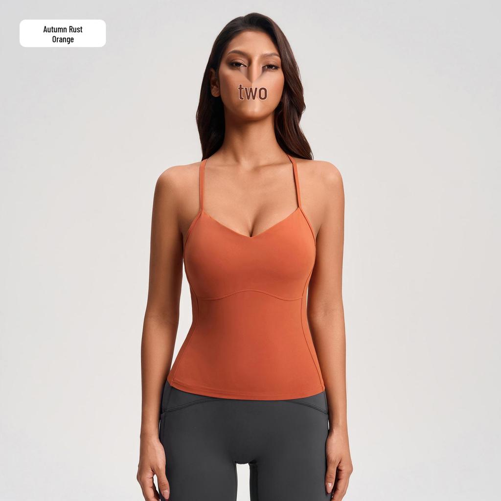 Débardeur Push-Up Sportif pour Femme Nude à Bretelles Fines avec Bonnets Rembourrés - Couche de Base Yoga & Fitness YG-1004